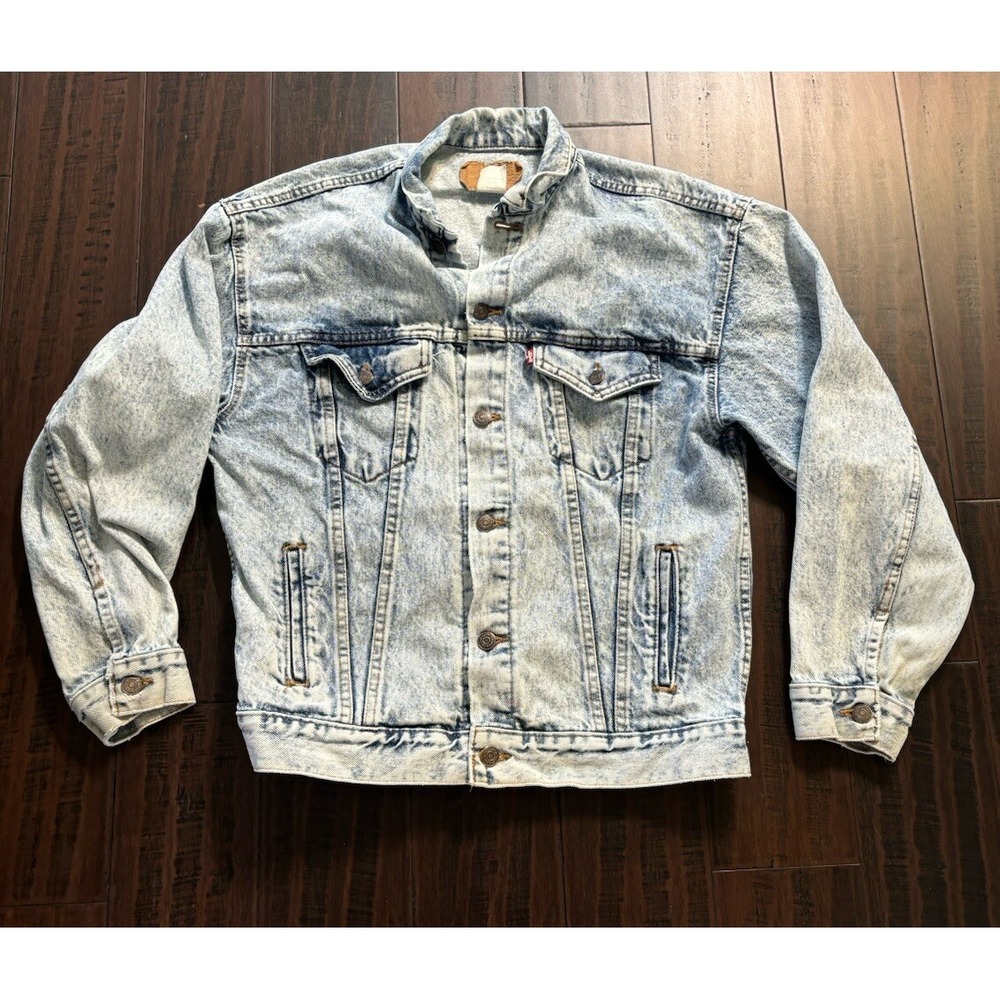 Levis Jean Jacket Mens L Acid Wash Vintage Denim 1990s USA Grunge Retro *READ